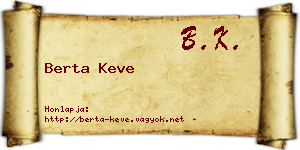 Berta Keve névjegykártya